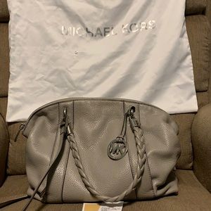 Michael Kors large gray satchel leather bag